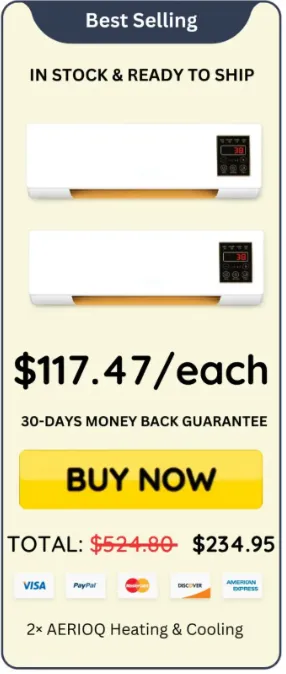 AERIOQ 2-pack bundle pricing card showing $117.47 per unit